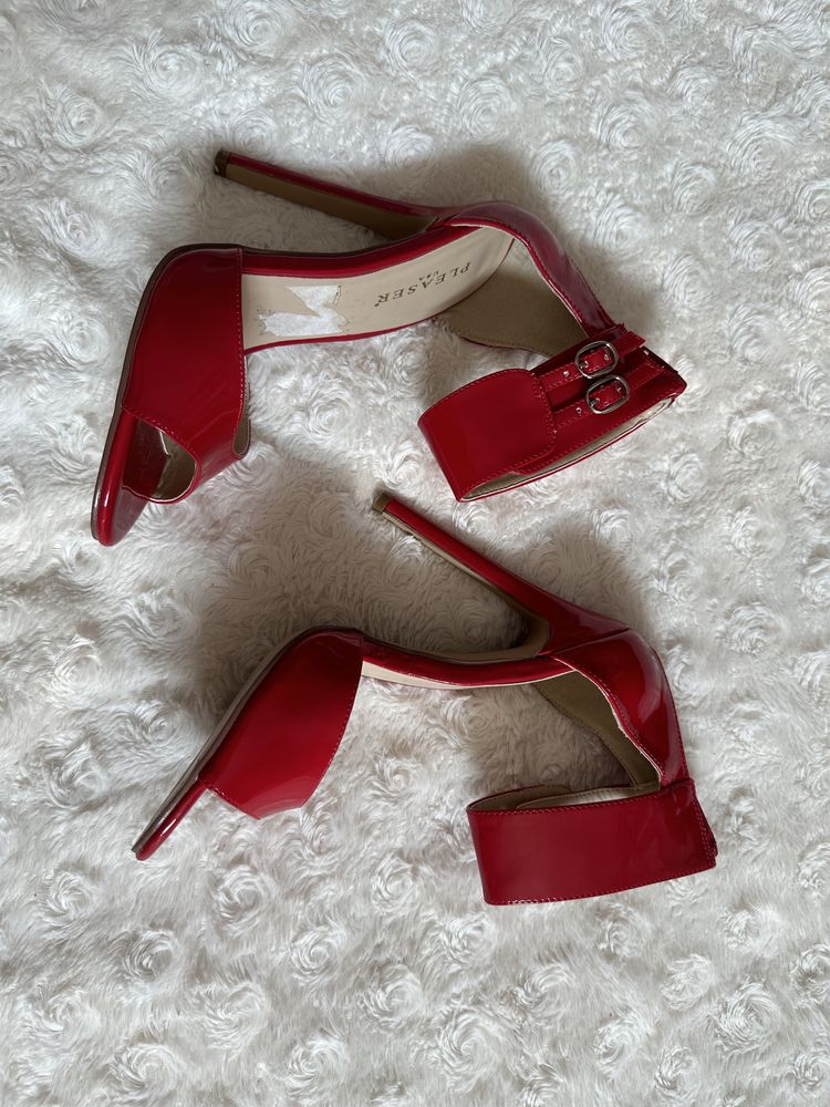 Nowe czerwone buty na obcasie szpilki sandały damskie 38