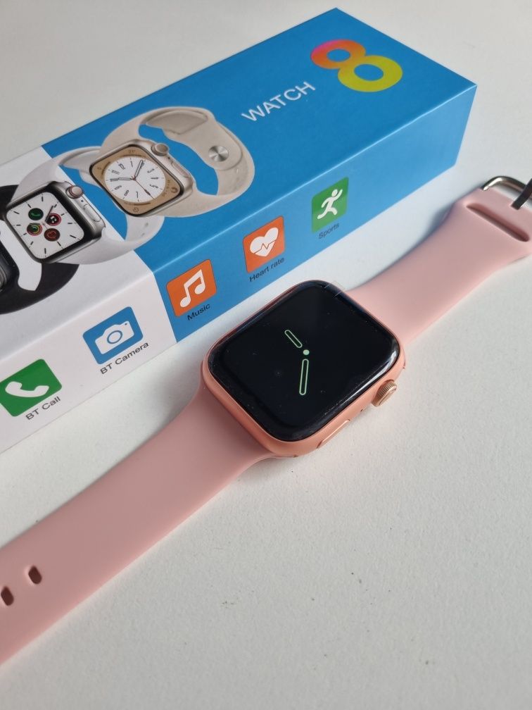 Różowy smartwatch 8 seria