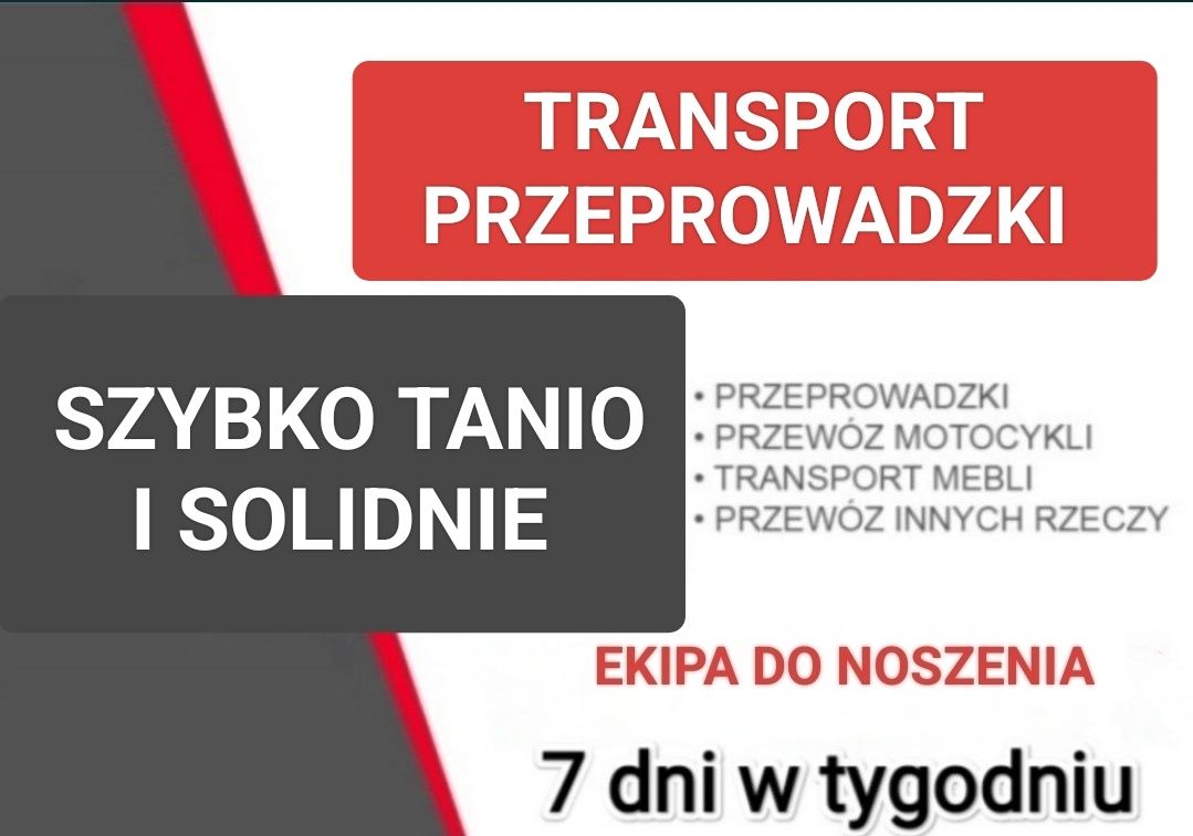 Tani Transport przeprowadzki bagażowka przewóz motocykli mebli rzeczy