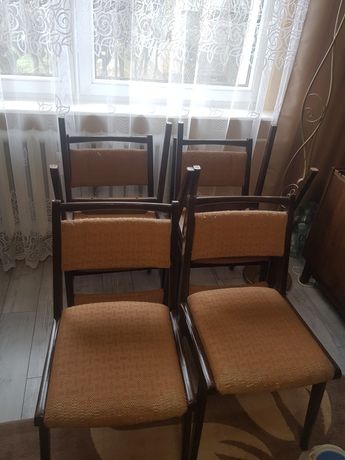 Komplet 6 krzeseł tapicerowanych PRL(JAR) połysk