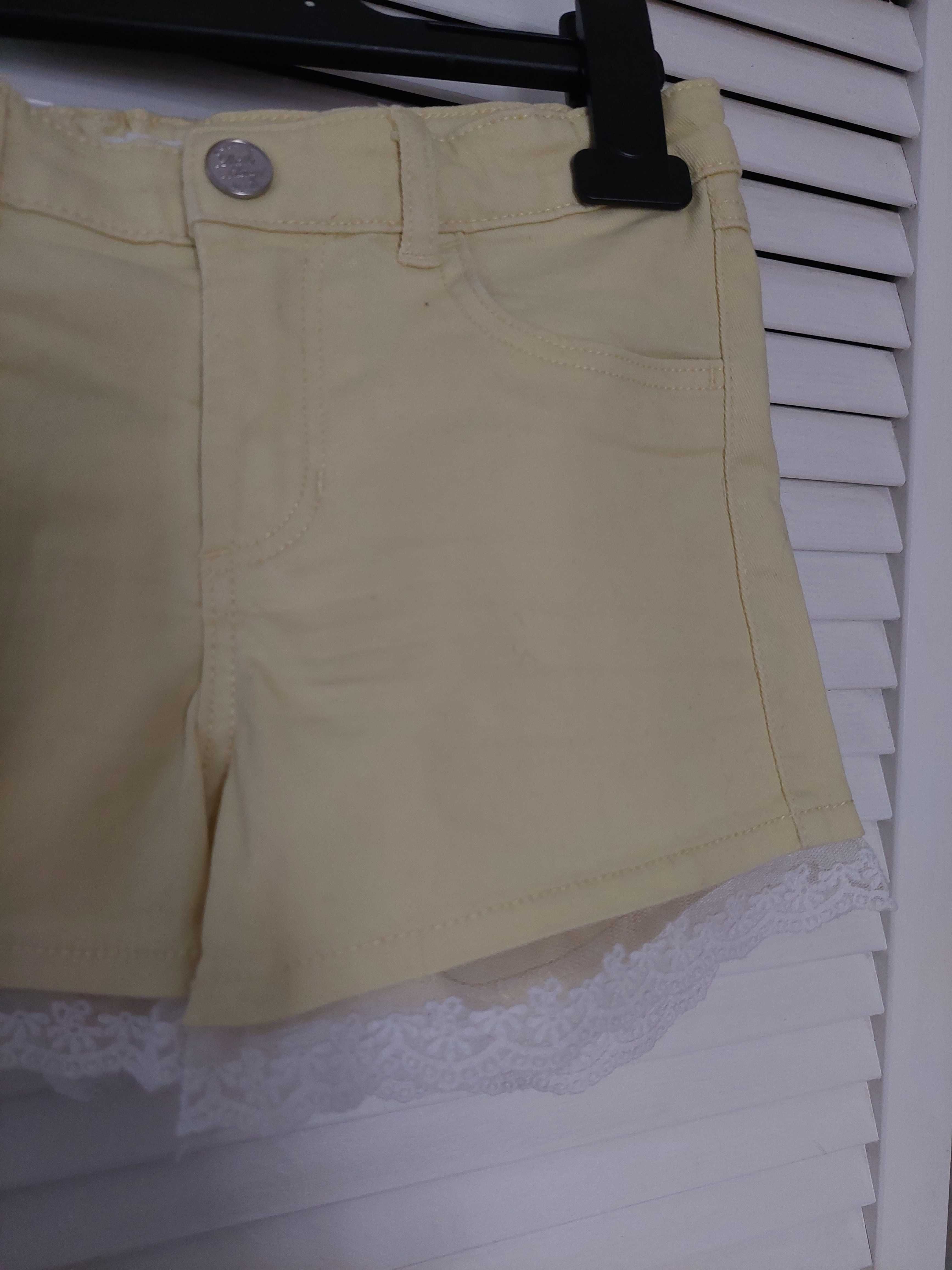 H&M spodenki bawełna żółte szorty r.134