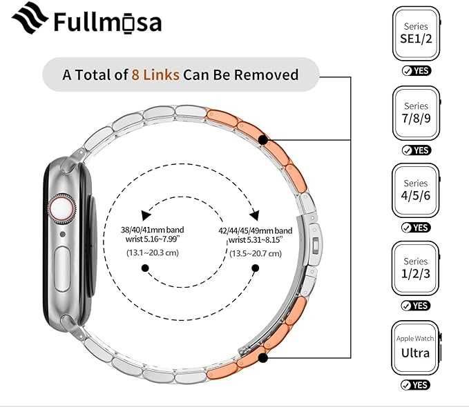 Pasek Fullmosa do zegarka Apple Watch 38/40/41mm | kolor srebrny