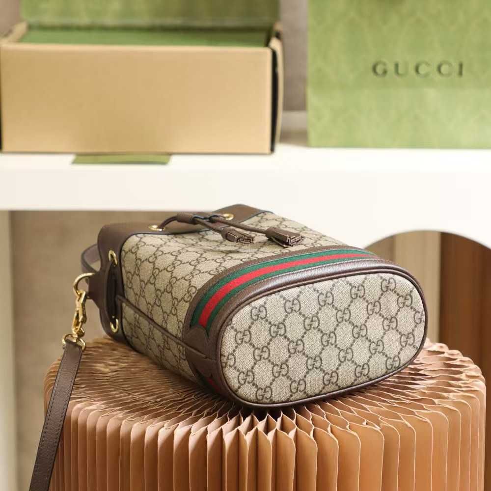 Gucci Ophidia Bucket BagGG Supreme Mini Beige/Ebony