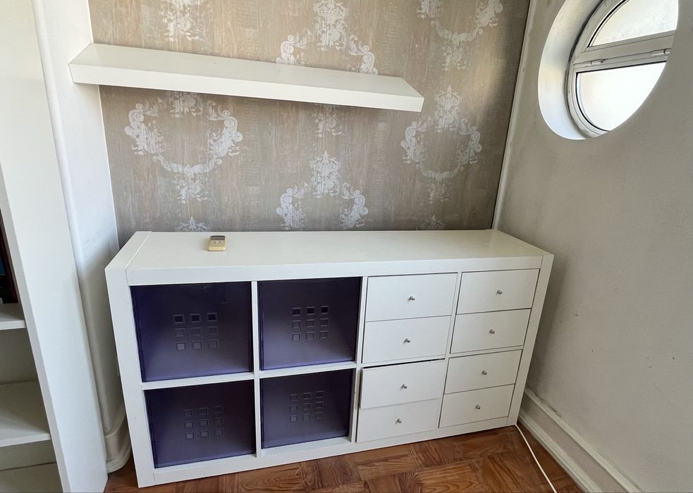 Estante Kallax com gavetas e caixas de arrumaçao