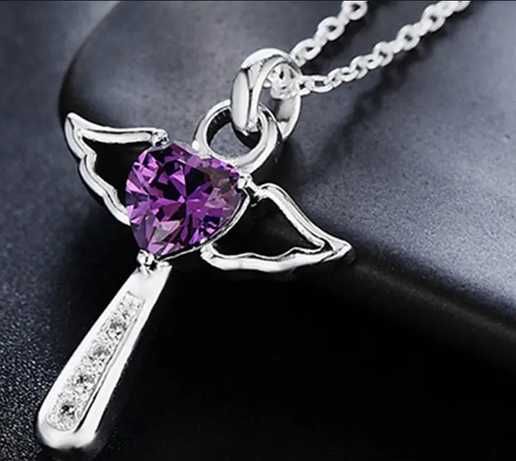 Colar Purple Angel - fio e pingente em Prata 925*