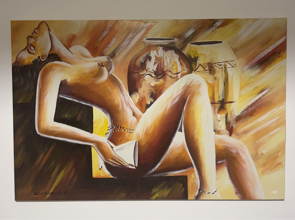 Tela moldurada pintada á mão