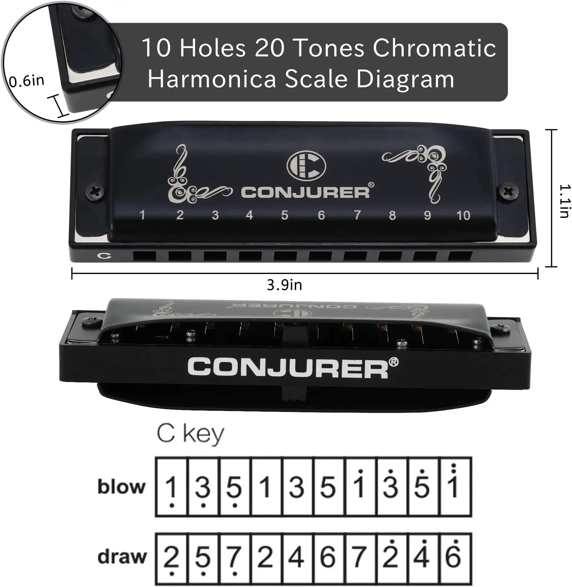 Conjurer Blues Harmonica  Major  Beginner &amp