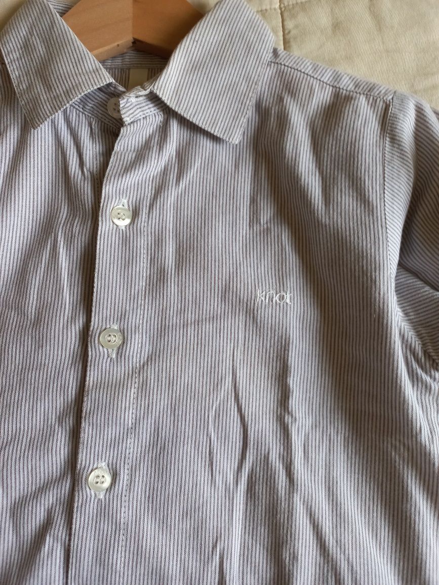 Camisa riscas cinza acastanhado, Knot, 4 anos, algodão