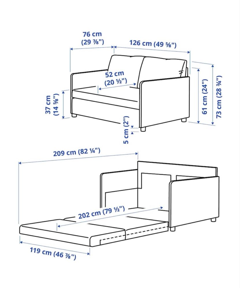 Sofá-cama 2 lugares IKEA