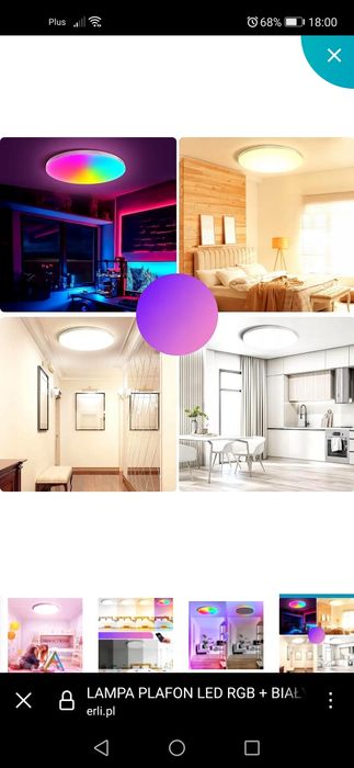 Lampa sufitowa LED RGB + biała - sterowanie smart, pilota 30 cm