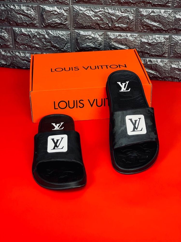 Louis Vuitton Шлепанцы мужские Шлепки черные резиновые Новинка!