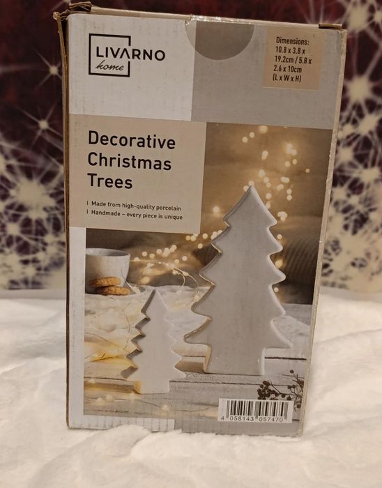Livarno HOME – Porcelanowe choinki dekoracyjne 2 szt