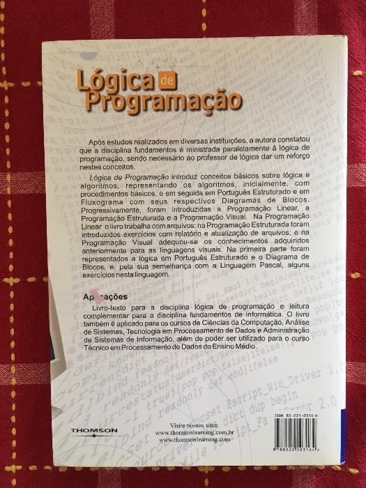 Vendo livro sobe lógica de programação como novo