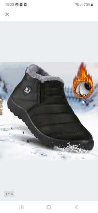 Nowe buty męskie zimowe czarne śniegowce ocieplane na zimę wodoodporne