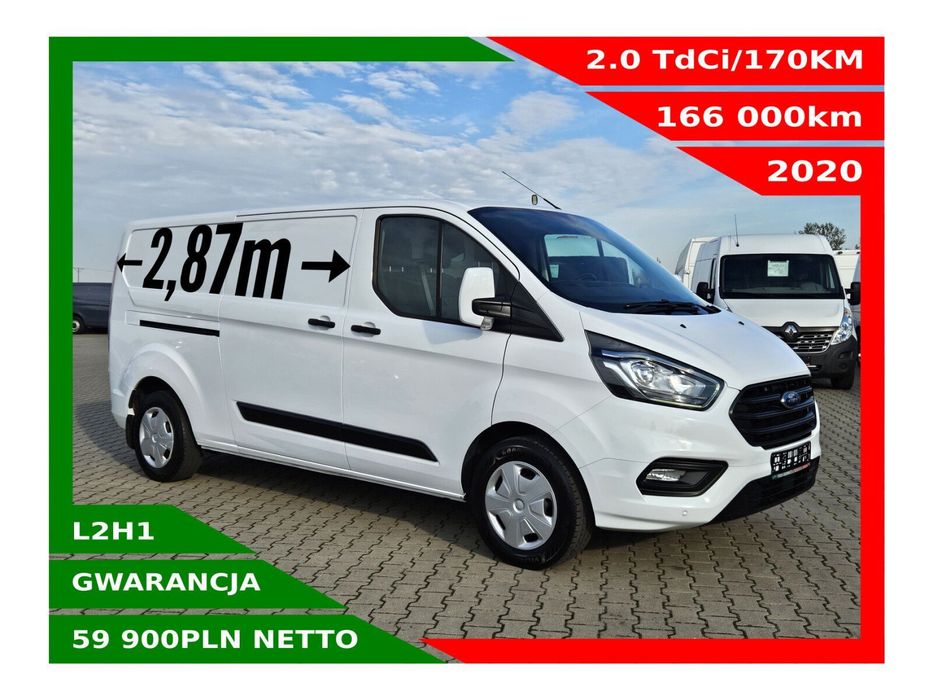 Ford transit-custom L2H1 *59900zł NETTO* 2.0TdCi/170KM  Klimatyzacja, Tempomat, 2x Airbag, Czujniki parkowania, Grzana szyba