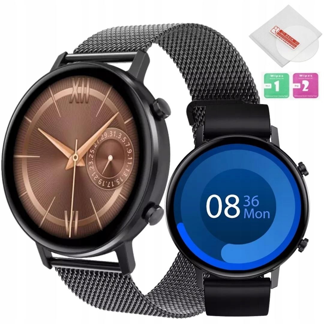 Smartwatch Damski Zegarek Puls Kroki Pasek Gratis - Czarny