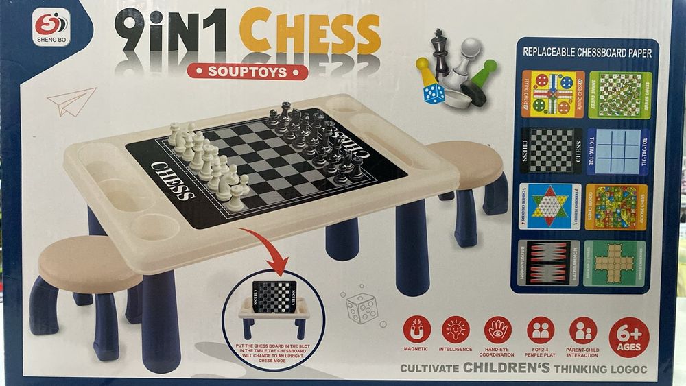 Настольные игры, стол и стульчик, настольная игра 9в1, детская настолк