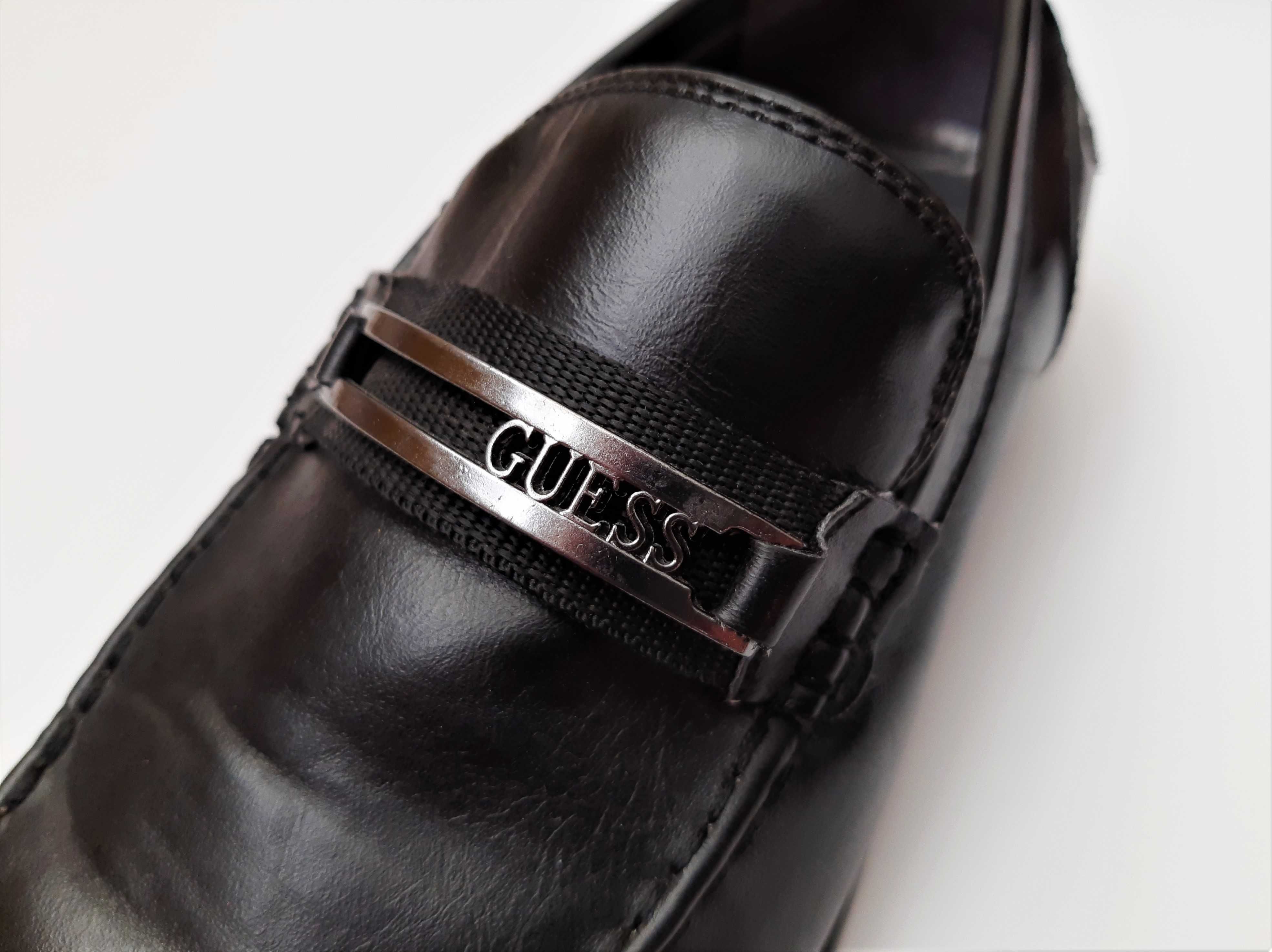 Guess Eleganckie Buty Półbuty Wsuwane Mokasyny Męskie Czarne