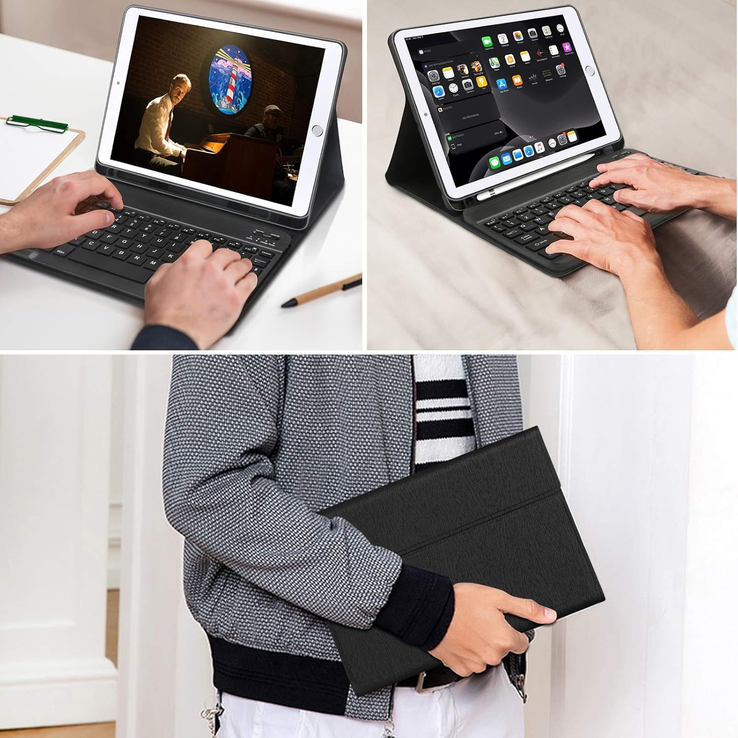USZKODZONE Etui z klawiaturą Bluetooth JADEMALL iPad 10,2" (9/8./7gen)