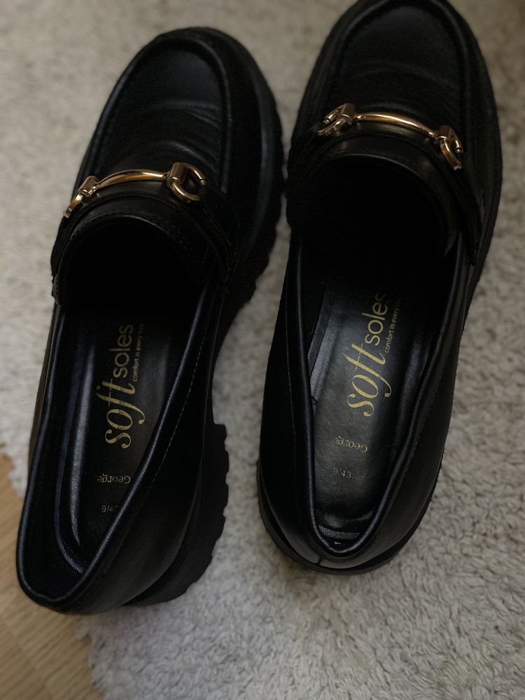 Czarne buty mokasyny gruba podeszwa 43