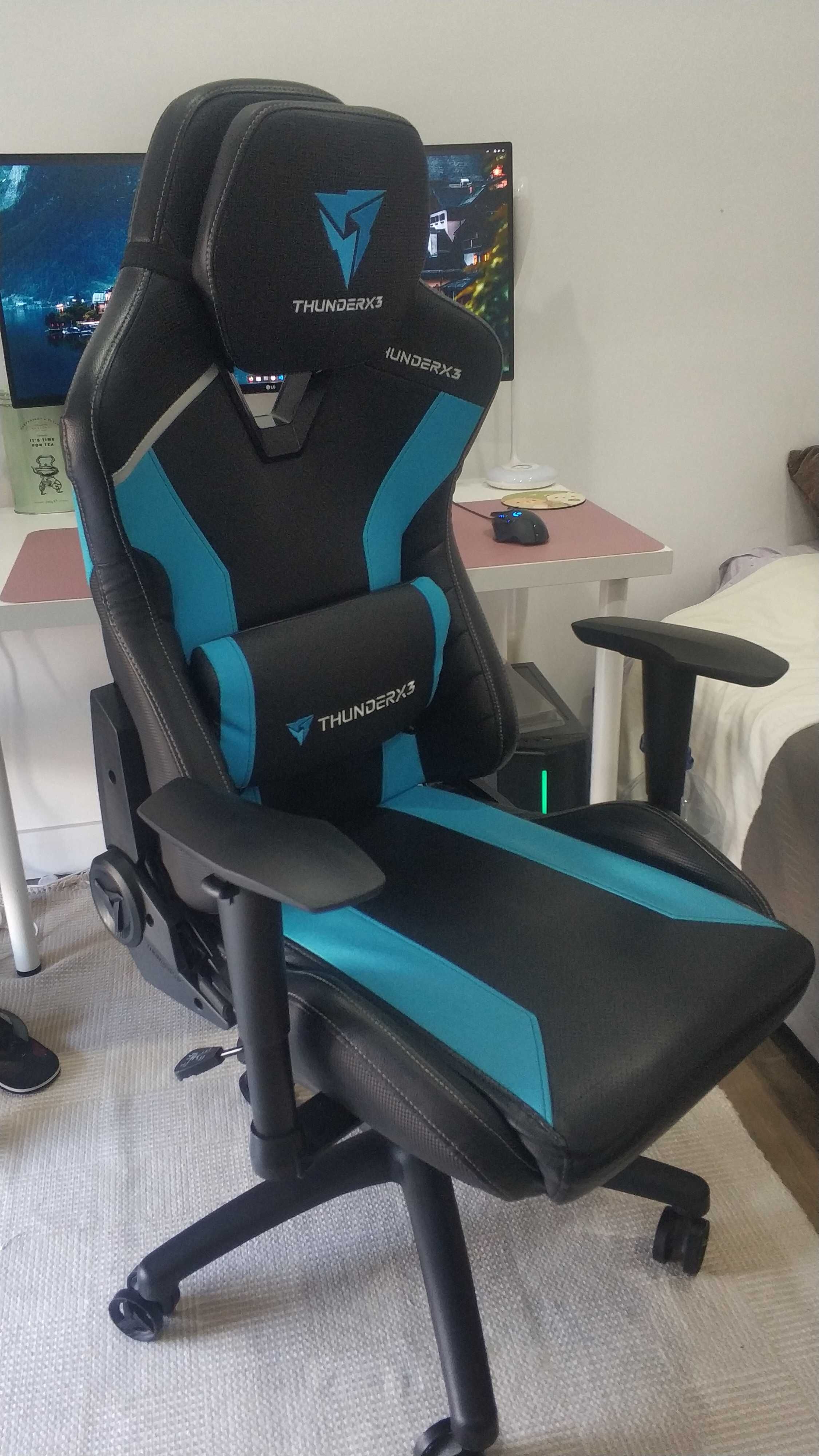 Cadeira Gaming TC3 (Azul/Preto) - THUNDERX3