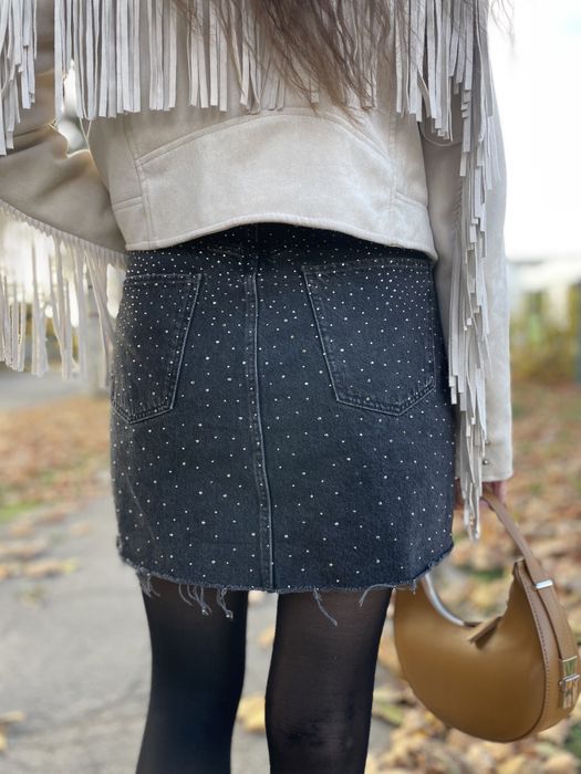 Джинсова спідниця зі стразами