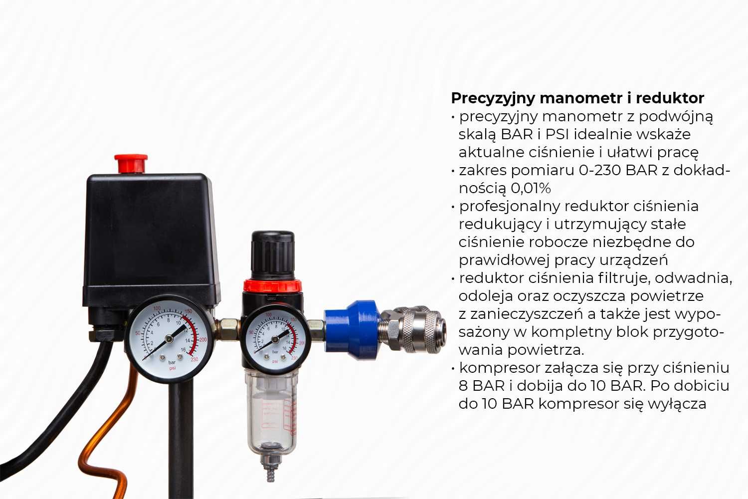 KOMPRESOR OLEJOWY 50L mobilny 230 V wydajność 530L/min nowy system V