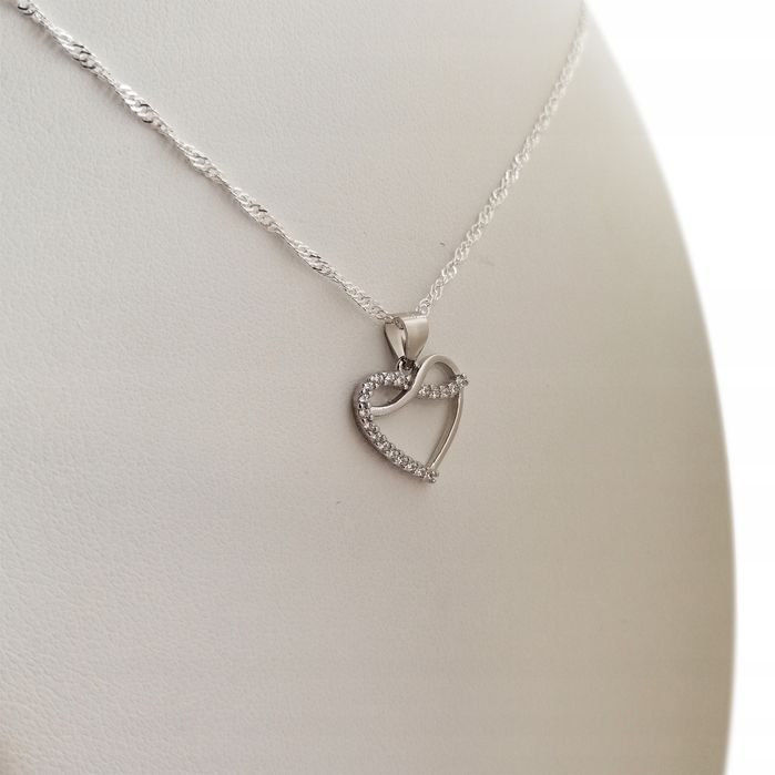 Srebrny Naszyjnik Serce Nieskończoność 925 +gratis