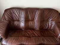 Skórzana sofa + 2 fotele – włoska skóra, stan bardzo dobry