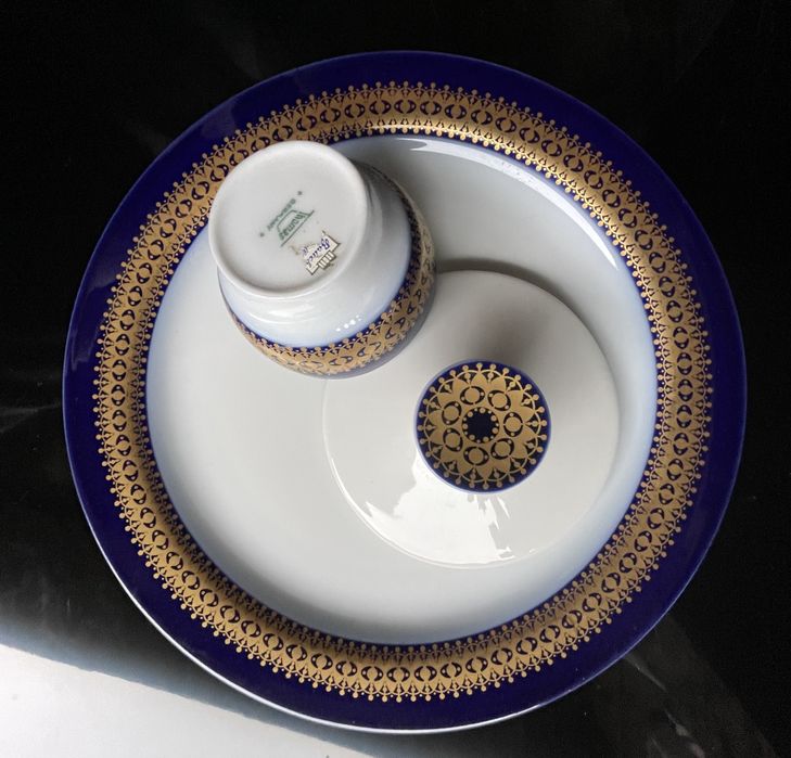 THOMAS ROSENTHAL stara porcelana złoto kobalt 3 duże talerze