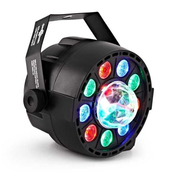 Reflektor PAR LED 9x1 W RGB + KULA 3x1W RGB DMX MIX Kolorów