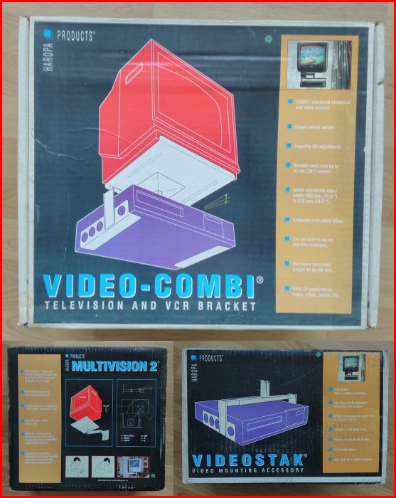3 Suportes TV Video VCR vintage