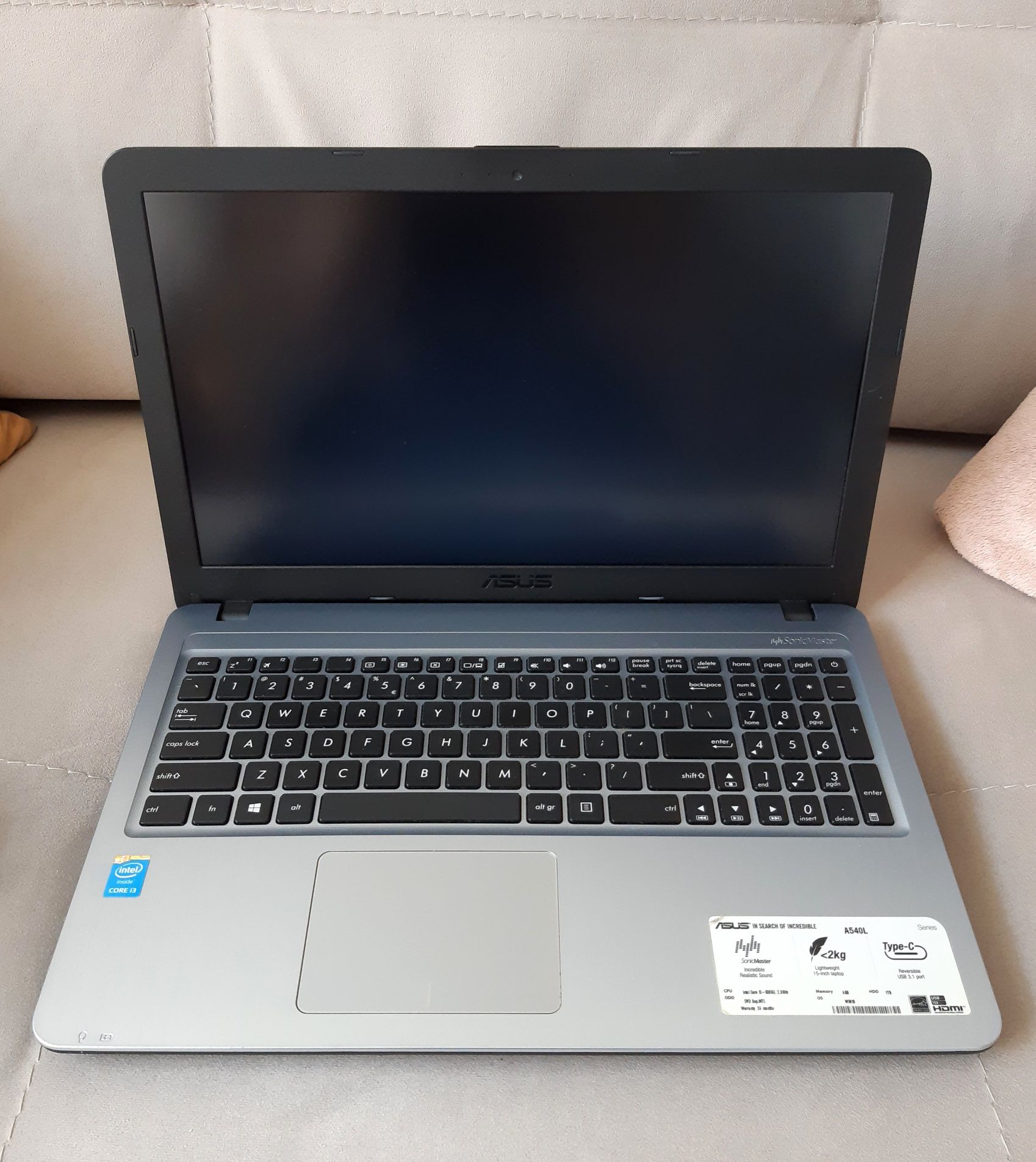 Laptop ASUS A540LA-DM1237T 15,6" 4GB RAM/ Dysk HDD 1000GB srebrny