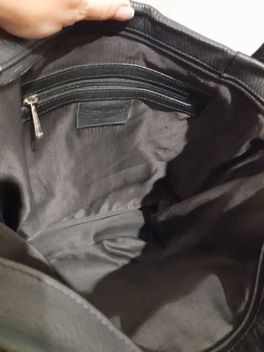 Чорна шкіряна сумка-тоут hand made Greenland