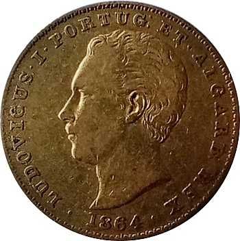 Moeda de ouro - 2.000 Reis D. Luís I 1864
