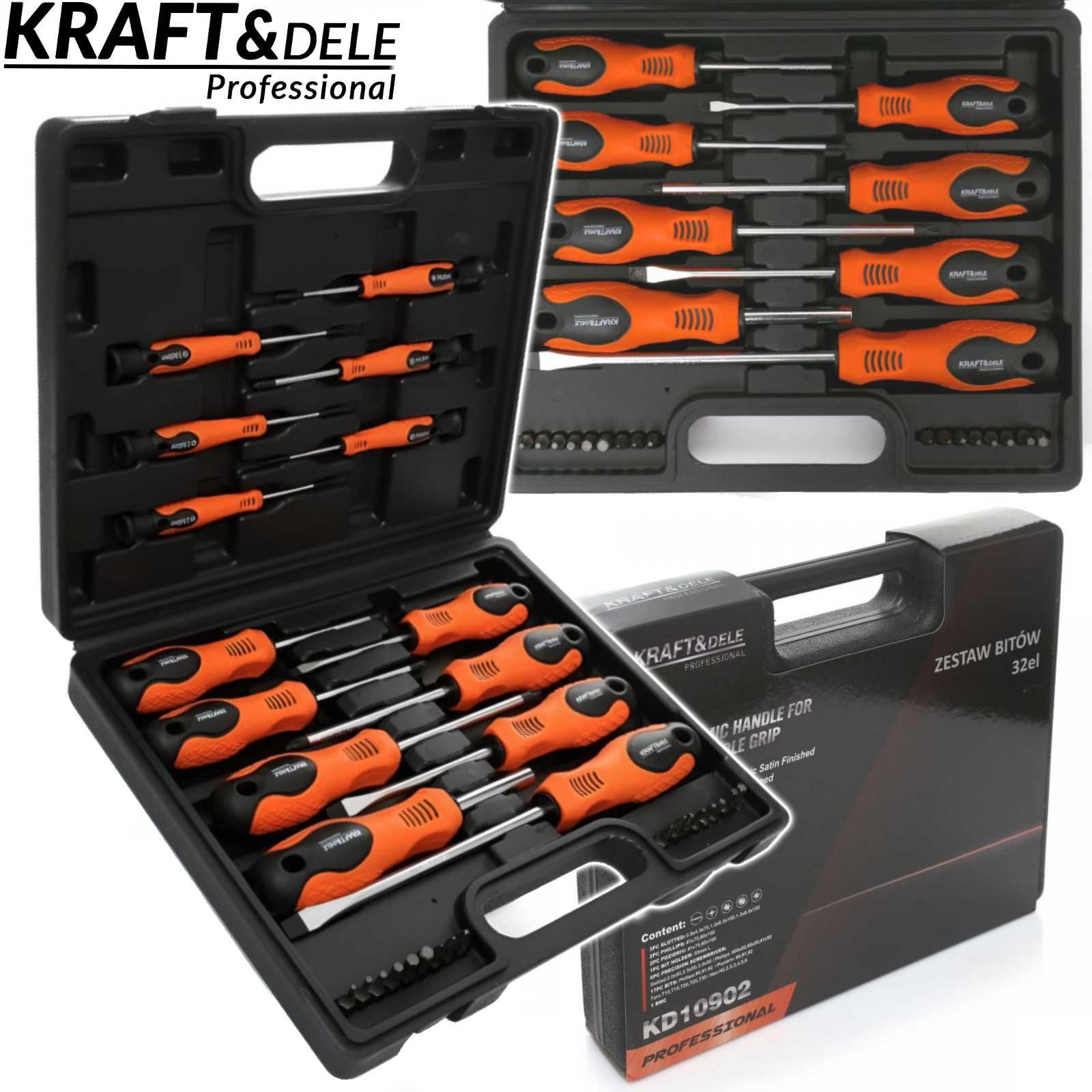 KRAFT&DELE Zestaw Śrubokrętów I Bitów 32 El Walizka Bity KD10902