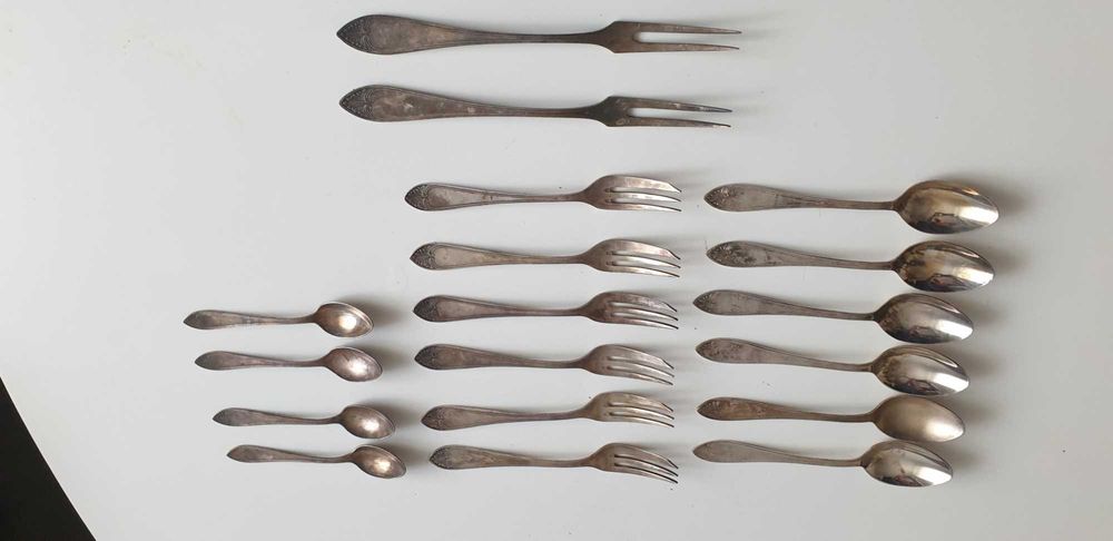 Starocie z Gdyni - Stare sztućce posrebrzane HEFRA zestaw 18szt.