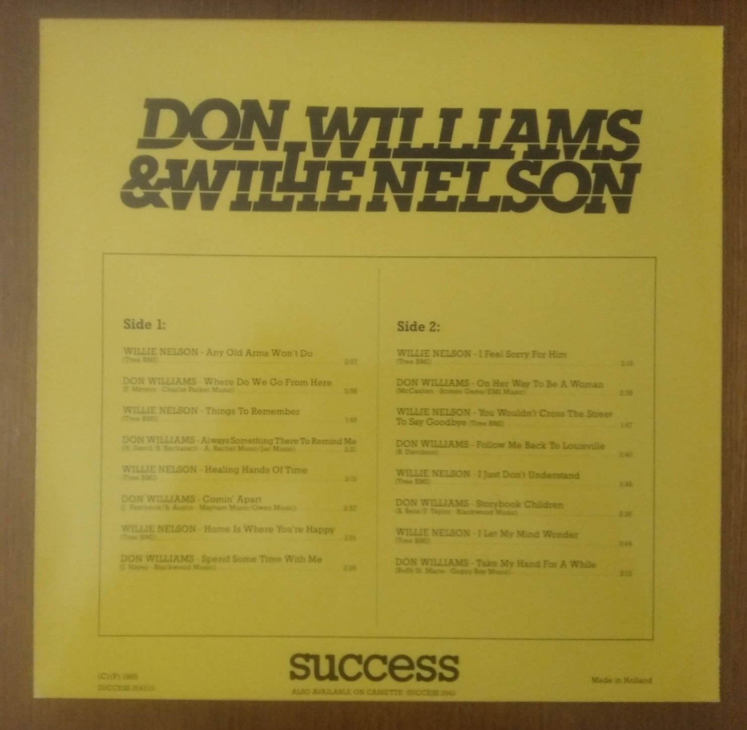 Don Williams & Willie Nelson disco de vinil