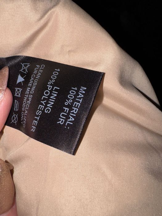 Futro 100% lis krótkie beżowe s/m kaptur naturalne premium nowe