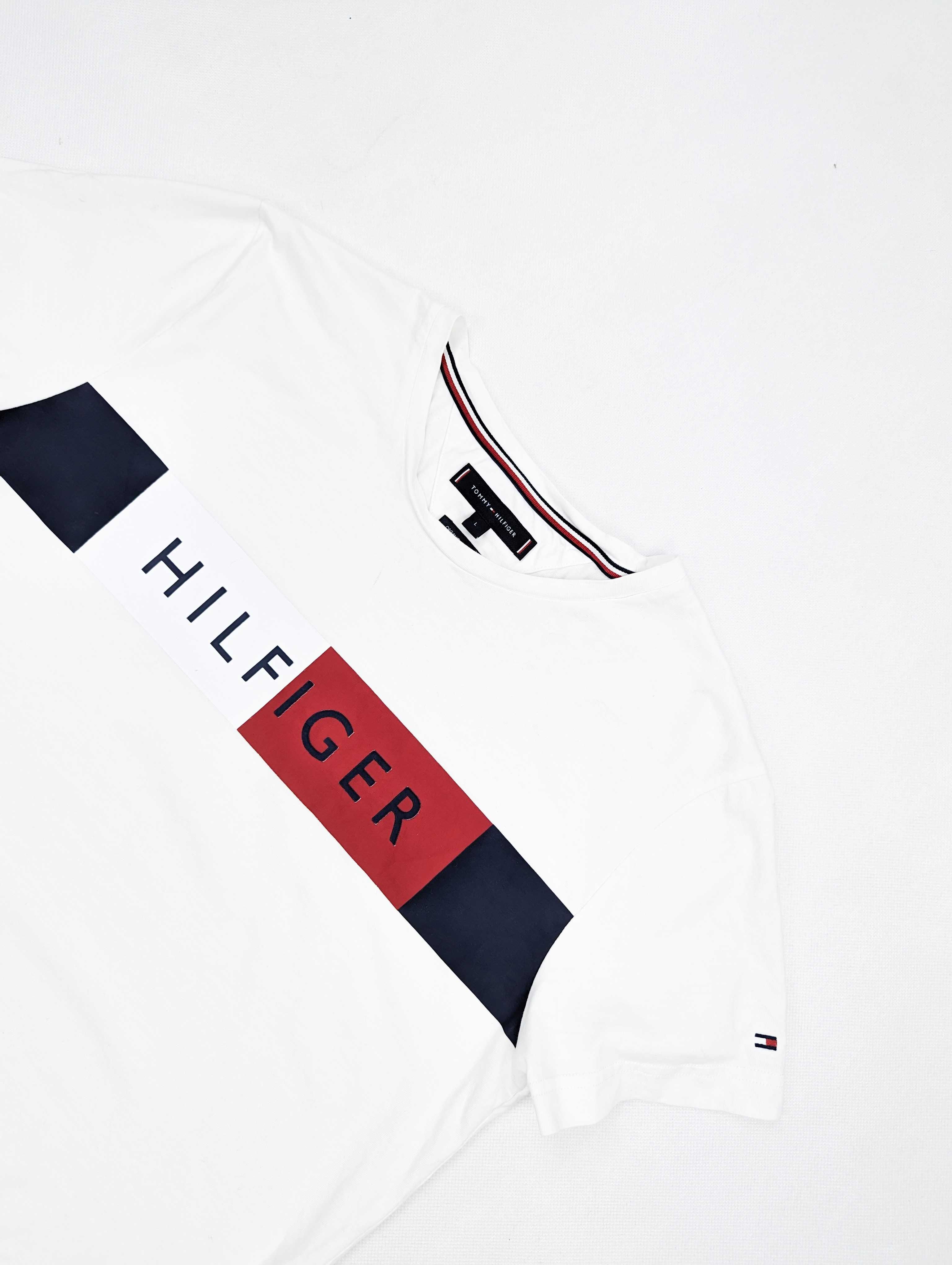 Tommy Hilfiger biała koszulka t-shirt L logo