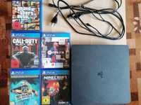 Ps4 slim 800GB plus 5 gry