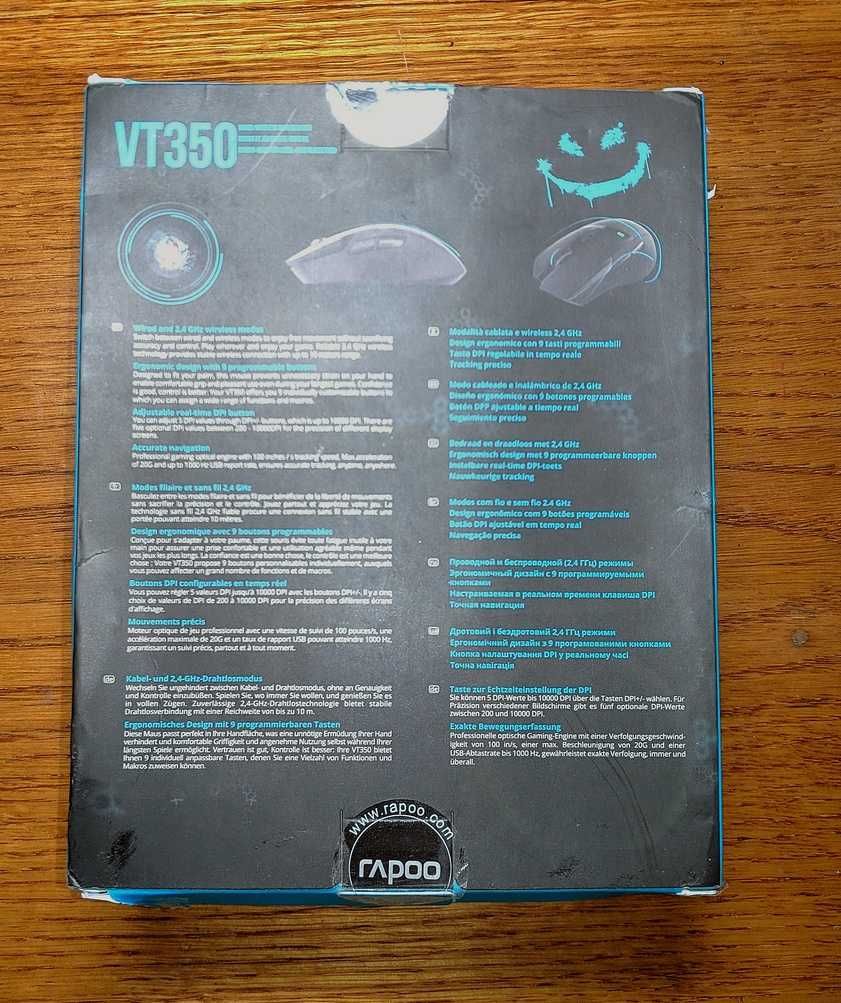 Мышь игровая беспроводная 2.4Ггц  RAPOO VT350 проводная