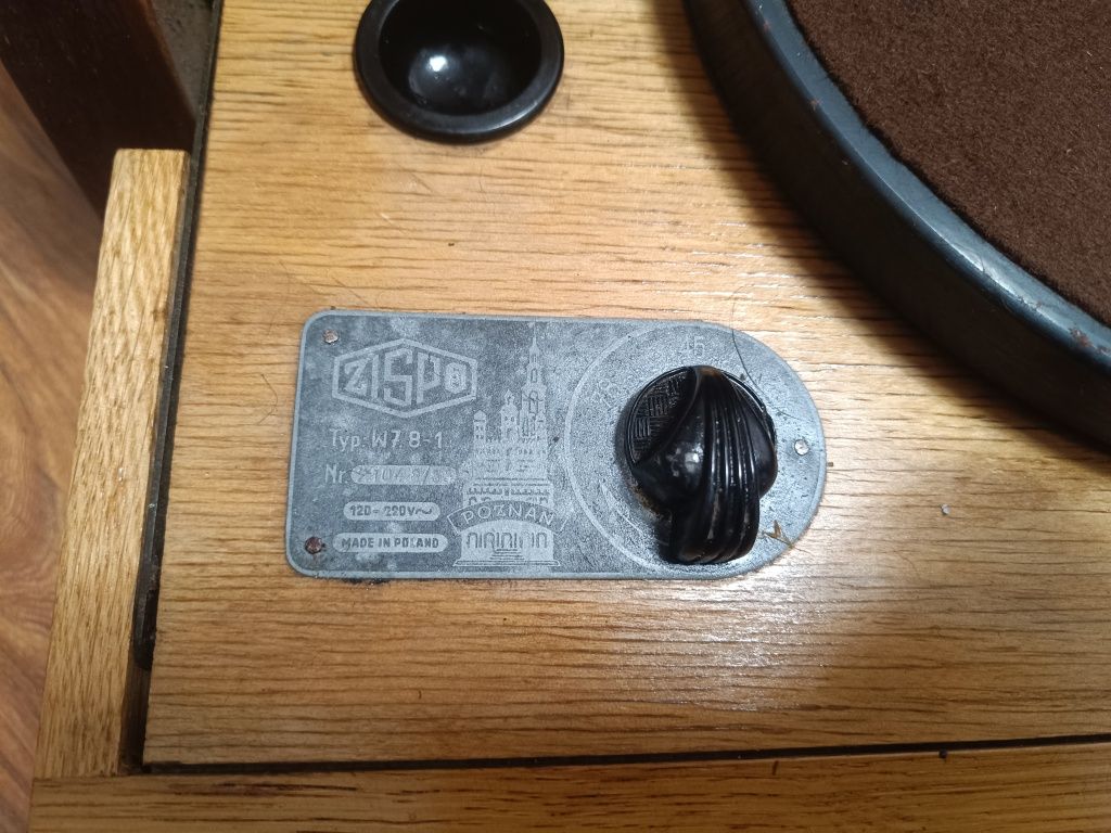 ZISPO/Gramofon/Polski/Vinyl/1957r/Antyk/polski/Sprawny/chlebak