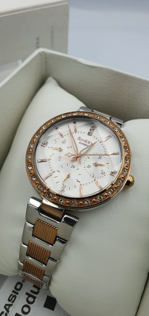 Casio Sheen Swarovski Crystals Chronograph damski zegarek, kryształki