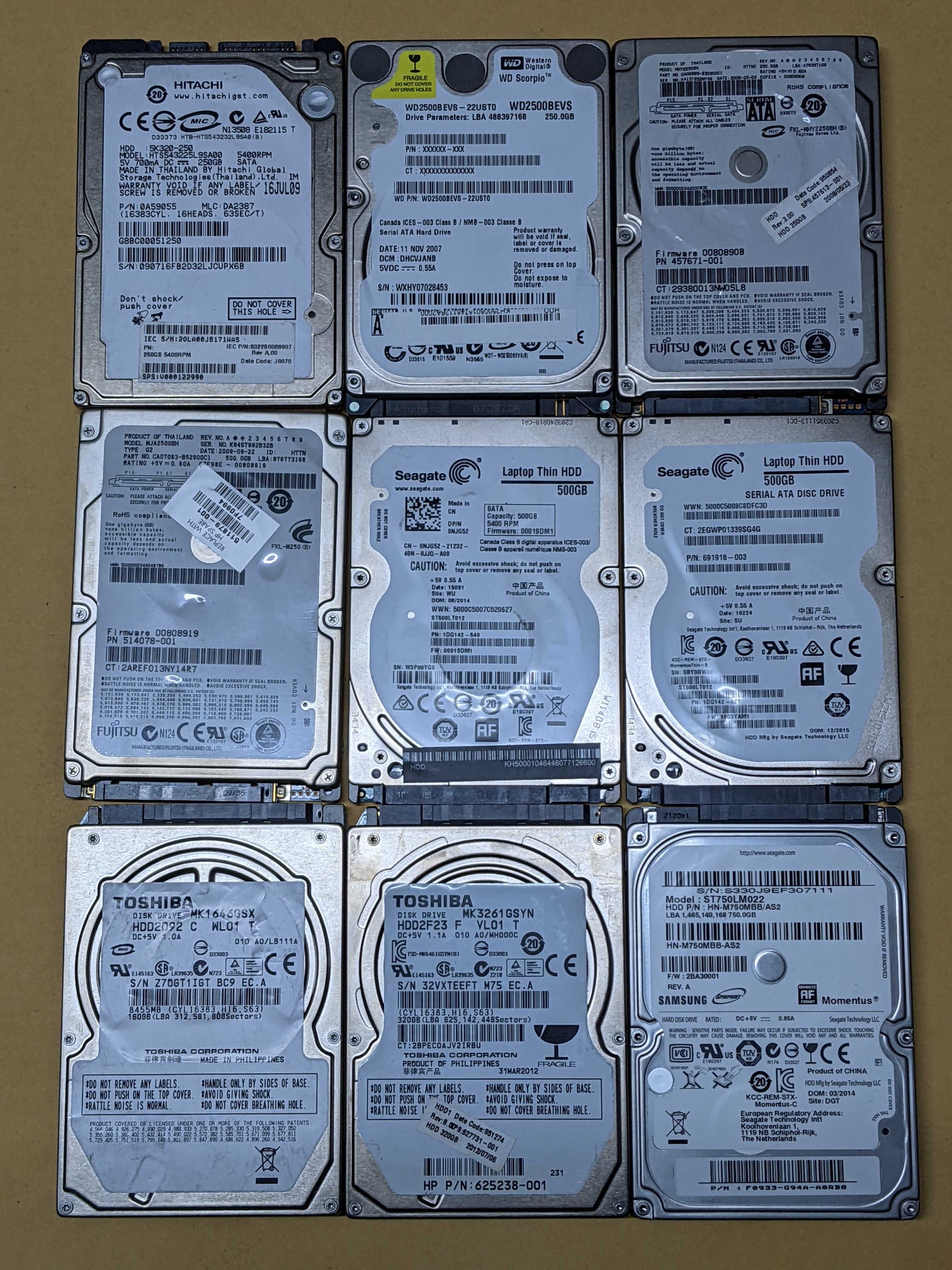 Discos Sata 2,5'' 160gb 250gb 320gb 500gb 750gb