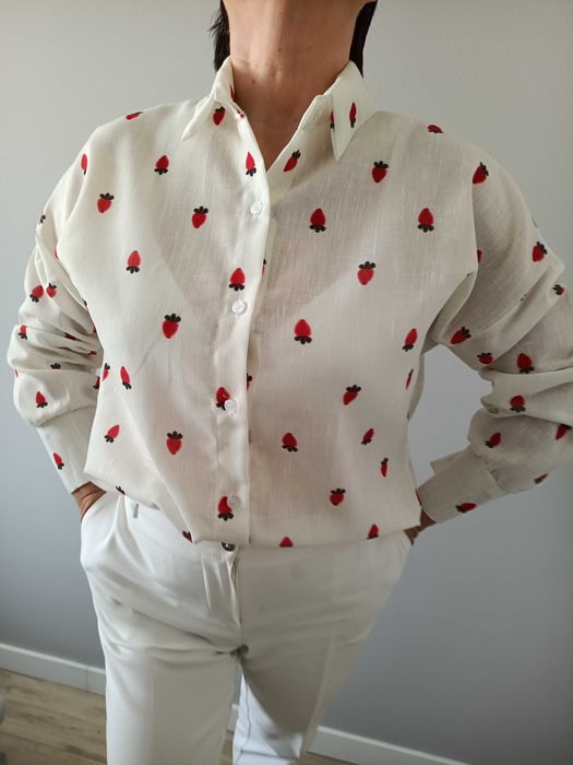 Nowa modna koszula damska oversize wiskoza truskawki wisienki