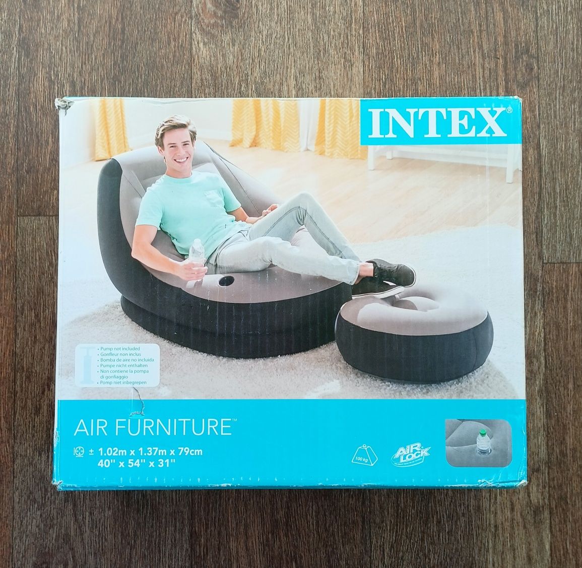 Надувное кресло с пуфом Intex Надувне крісло