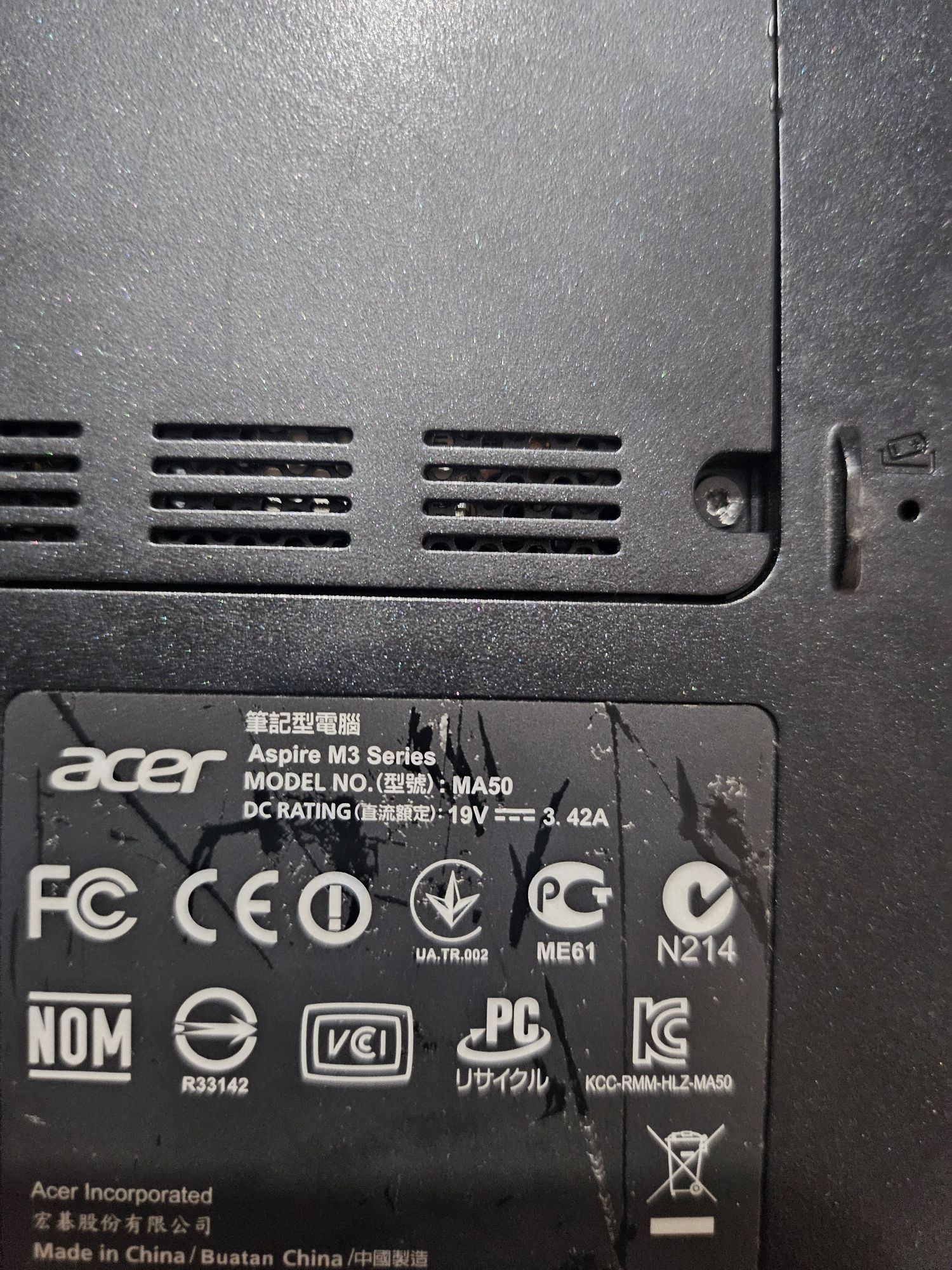 Acer aspier M3 model MA50 stan nieznany