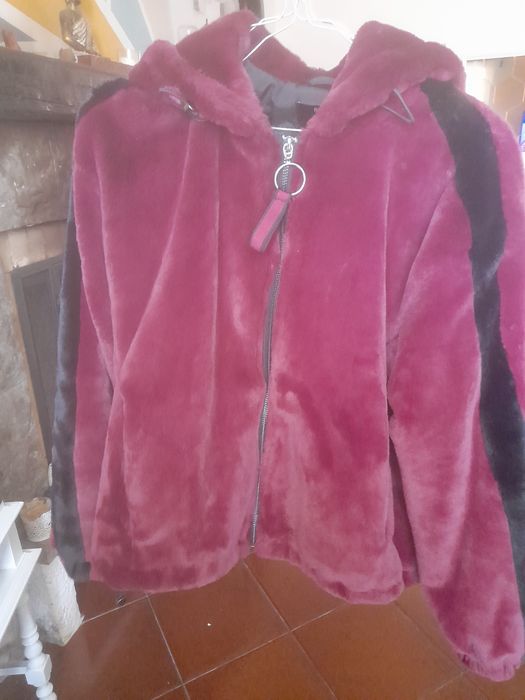 Casaco senhora em pêlo rosa