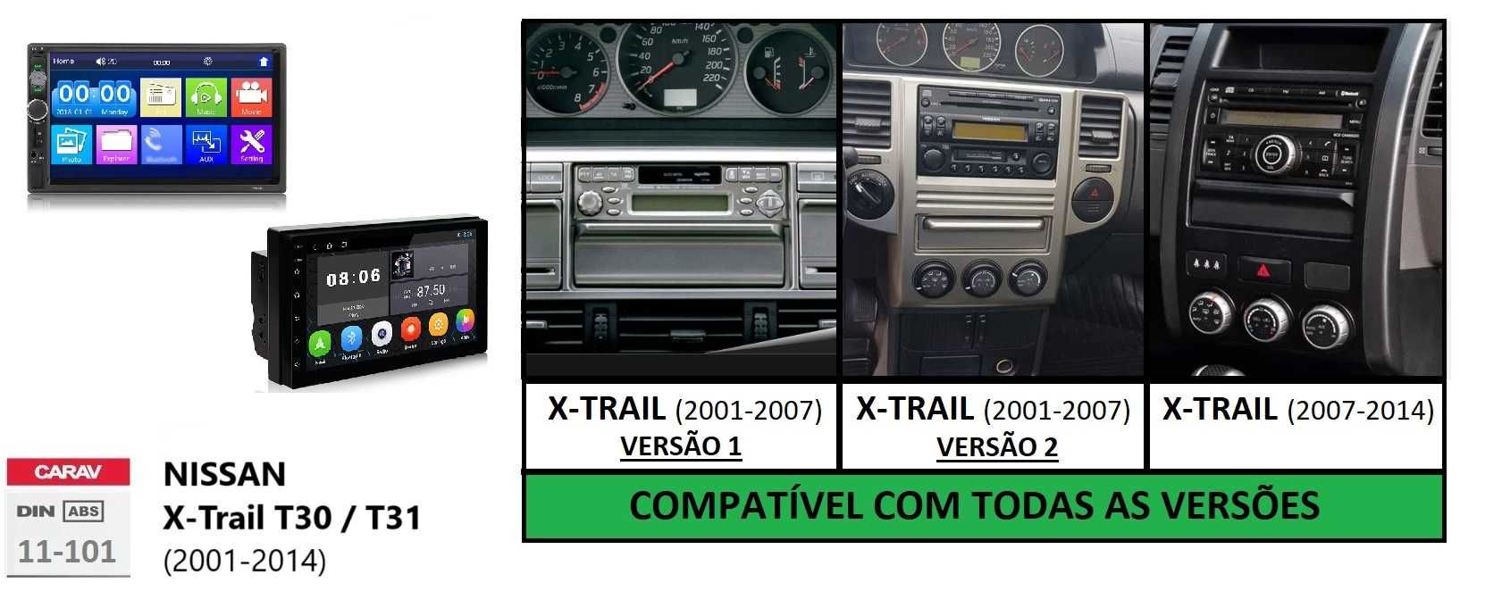 (NOVO) Rádio 2DIN • NISSAN X-Trail (2001 até 2019) • Android XTRAIL